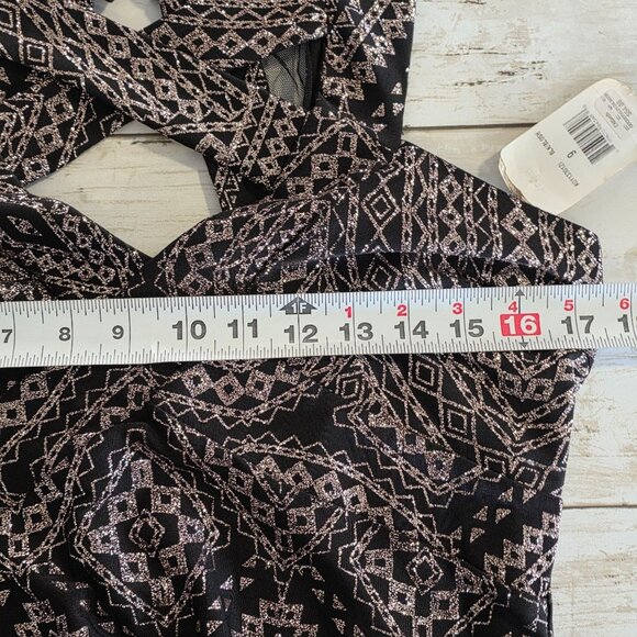 Midnight Doll Geometric Glitter Black Dress NEW Junior 9 Party Prom Dance - Picture 6 of 9